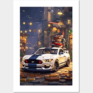 Technician American Muscle Car White and Navy Posters and Art